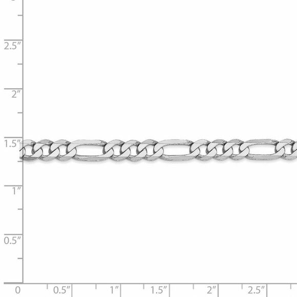 Men's 5.5mm 14k White Gold Flat Figaro Chain Necklace, 24 Inch - Picture 5 of 8